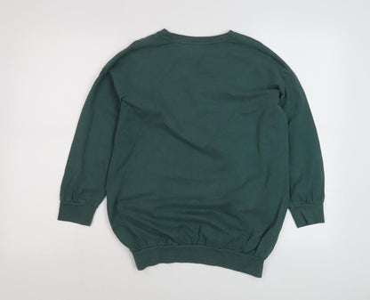 Back view of Next girls’ green pullover sweatshirt, 10 years, graphic print