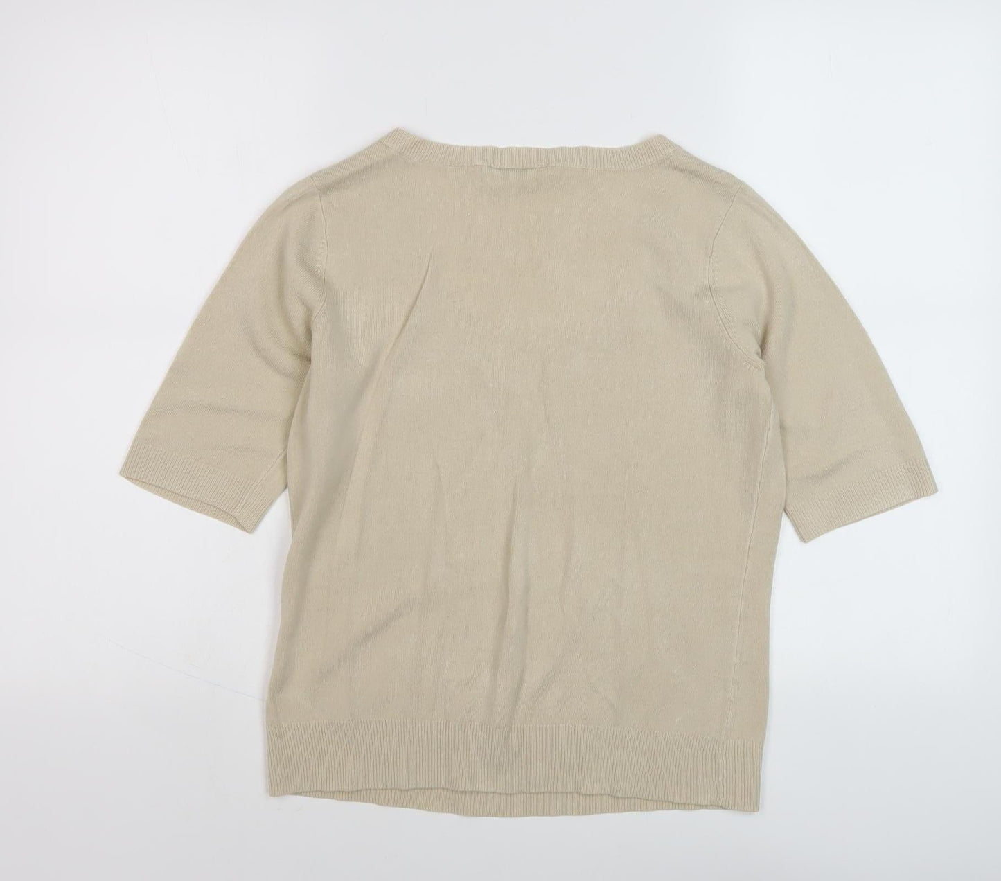 BHS Women's Beige 3/4 Sleeve Knit Jumper Size 12