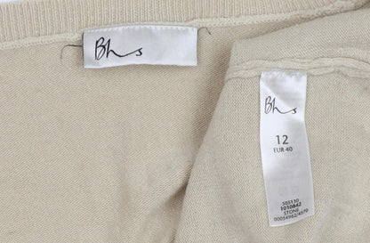 BHS Women's Beige 3/4 Sleeve Knit Jumper Size 12