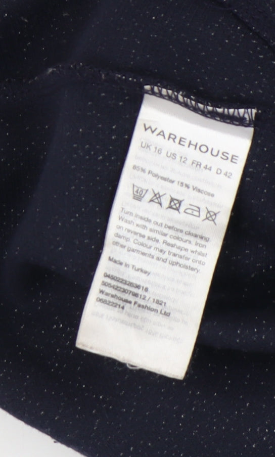 Warehouse Women's Black Cropped Tapered Trousers - Size 16