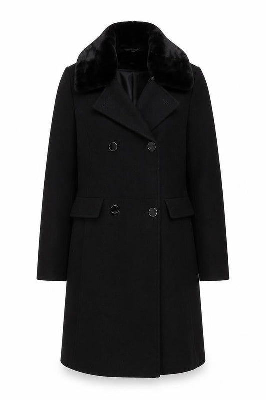 Dorothy Perkins Women's Black Coat Size 12 Faux Fur Accent