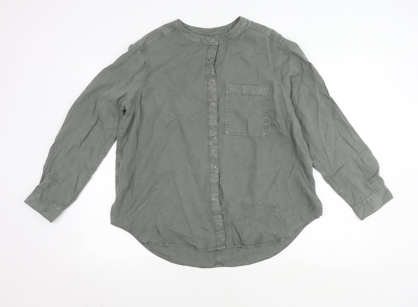 Marks and Spencer Women's Green Button-Up Shirt