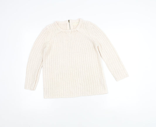 Zara Women's Ivory Chunky Knit Jumper Size S