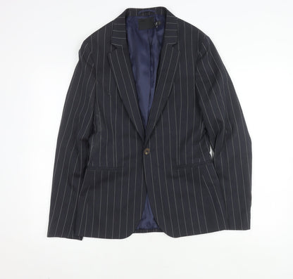 Additional front view of ASOS Men's Blue Striped Blazer -, size 34, Regular Fit