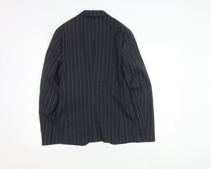 Back view of ASOS Men's Blue Striped Blazer -, size 34, Regular Fit