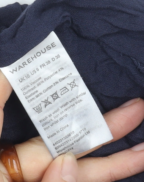 Warehouse Women's Blue Viscose Sleeveless Top Size 10