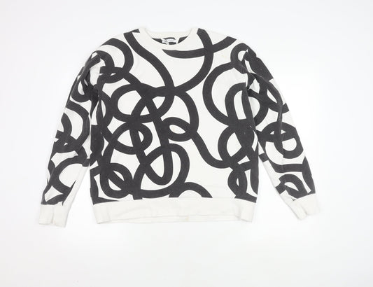 Zara Unisex White Pullover Sweatshirt M Geometric