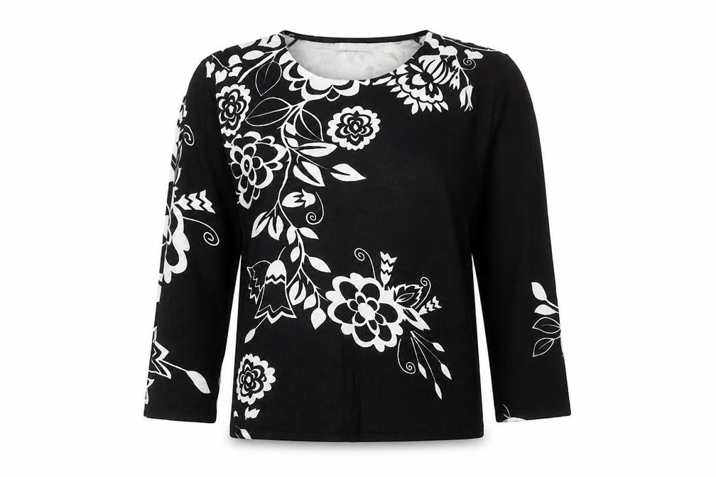 Miamoda Women's Floral Black Jumper, Size 12