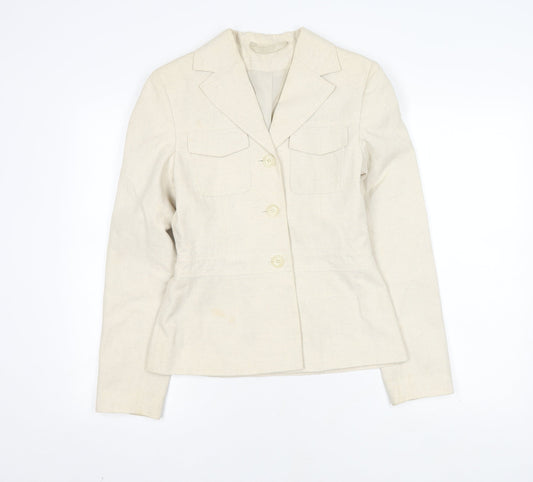 Bay Women's Ivory Cotton Linen Blazer Size 8 Regular