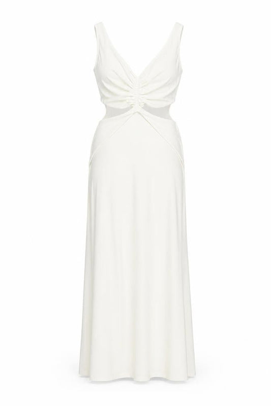 Front view of Missguided Women's White Long Bodycon Dress, size 10