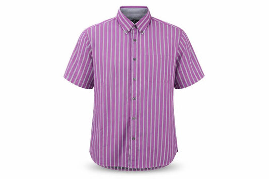 Marks & Spencer Men's Large Purple Striped Button-Up Shirt