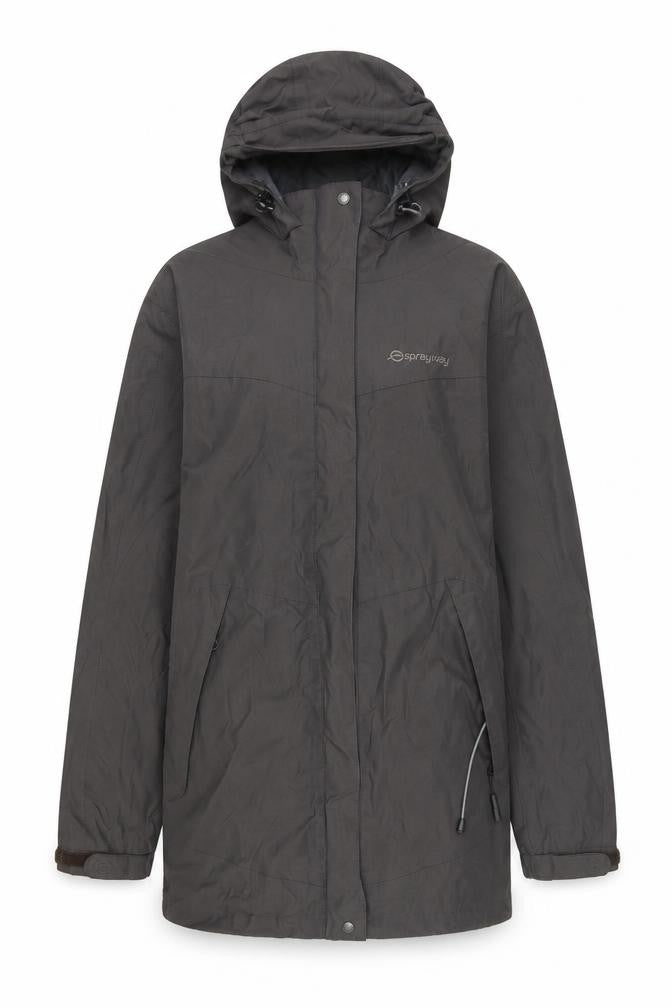 Sprayway Women's Grey Hooded Rain Coat Jacket Size 8