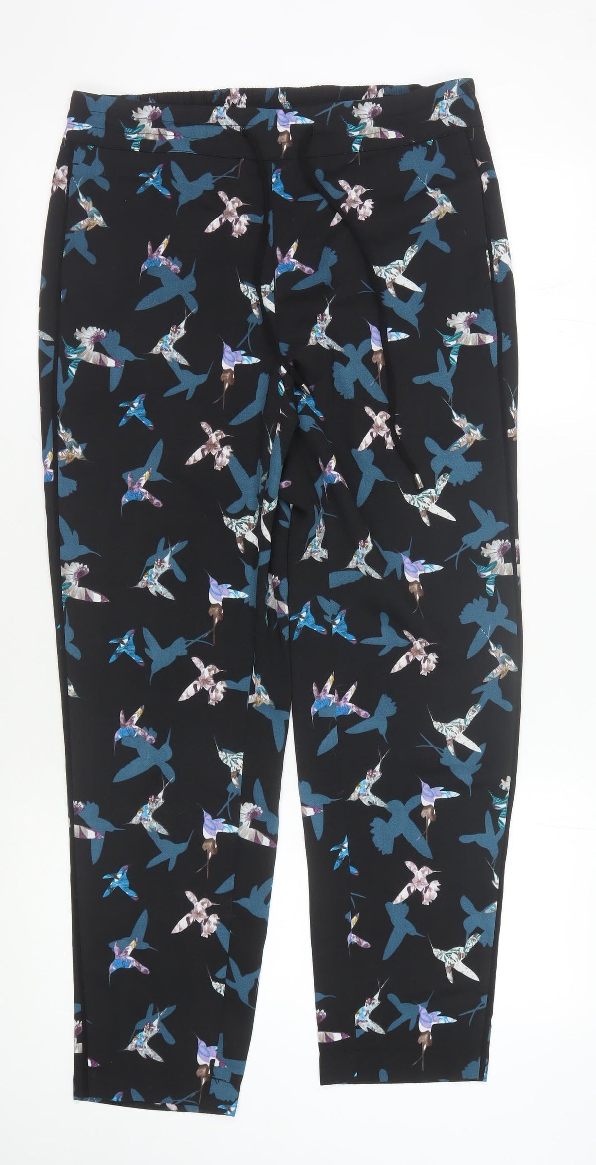 Oasis Women's Black Animal Print Trousers Size 12