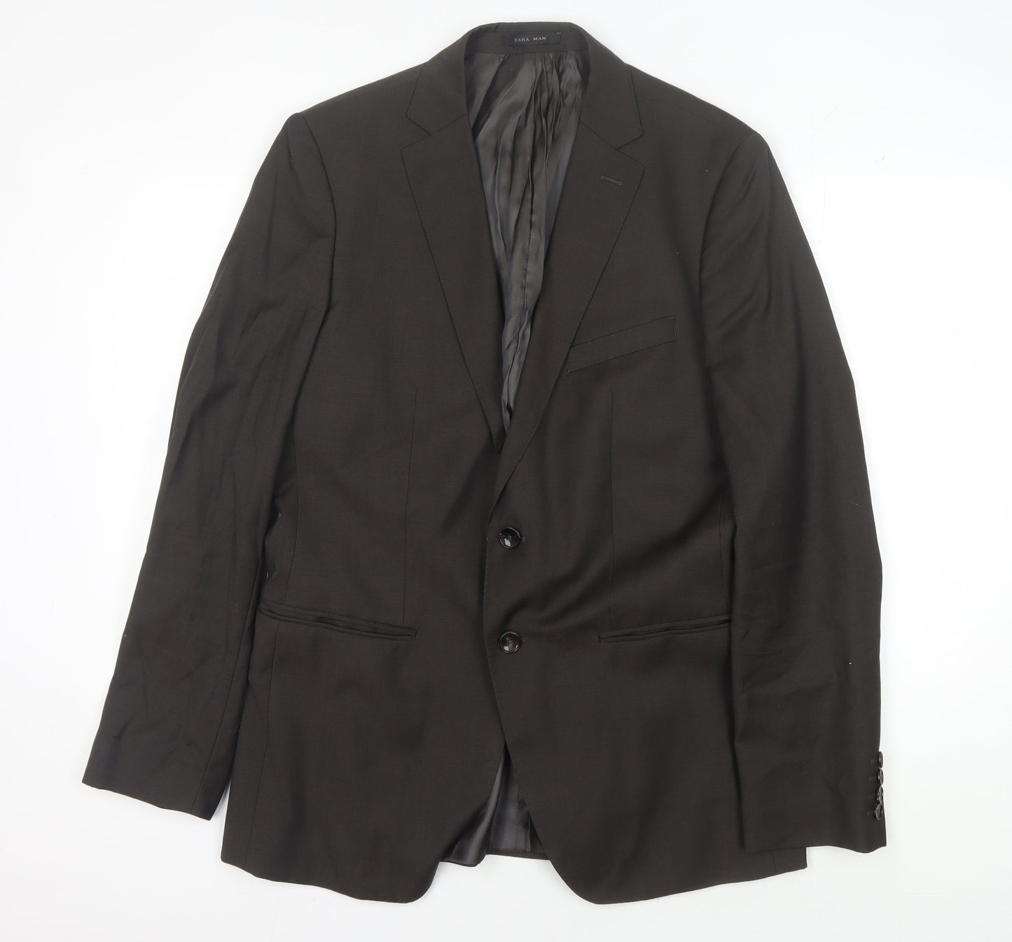 Zara Men's Brown Wool Blazer Classic Fit Size 40