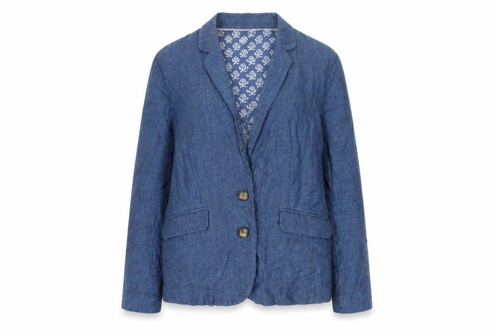 East Women's Blue Blazer - Size 12, Cotton, Casual