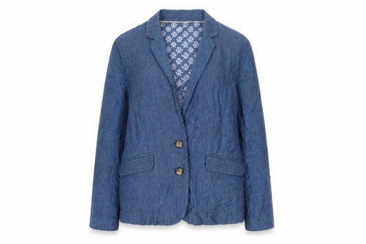 East Women's Blue Blazer - Size 12, Cotton, Casual