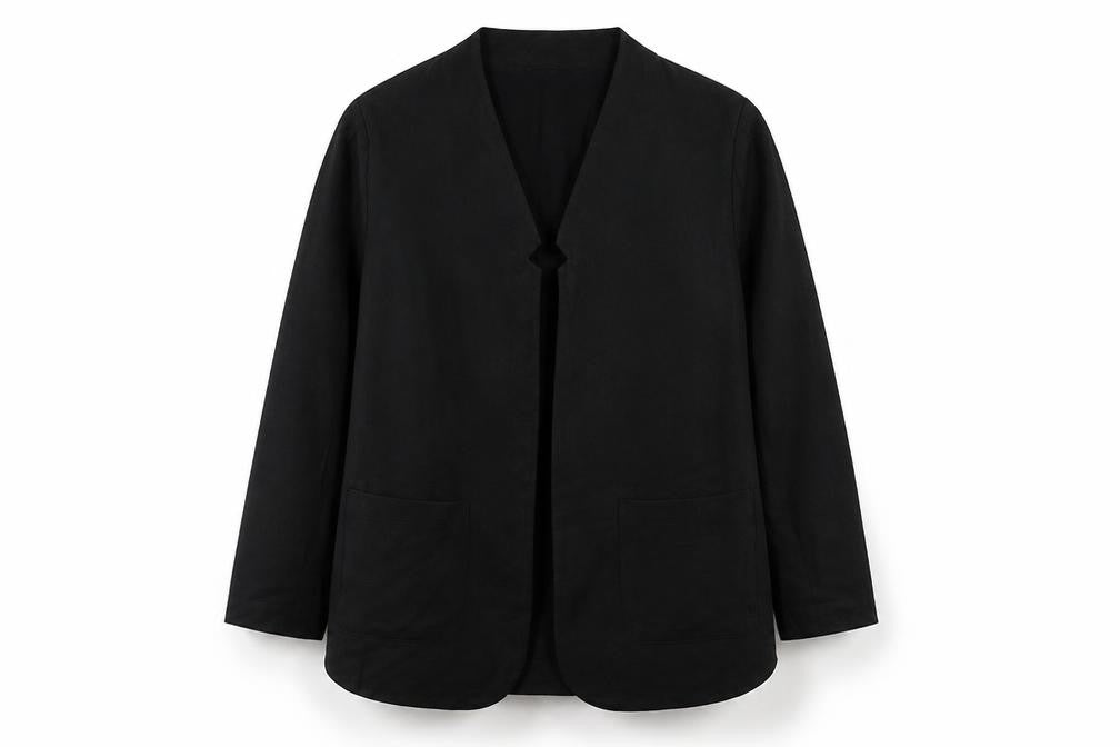 Blue Illusion Black Linen Blend Blazer for Women M