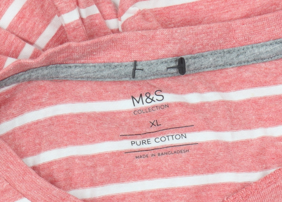 Marks and Spencer Women’s Pink Striped T-Shirt XL