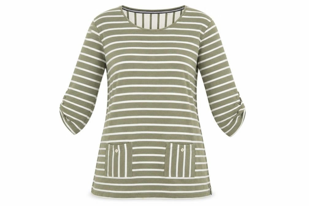 Fabrizio Women's Green Striped T-Shirt Size 12