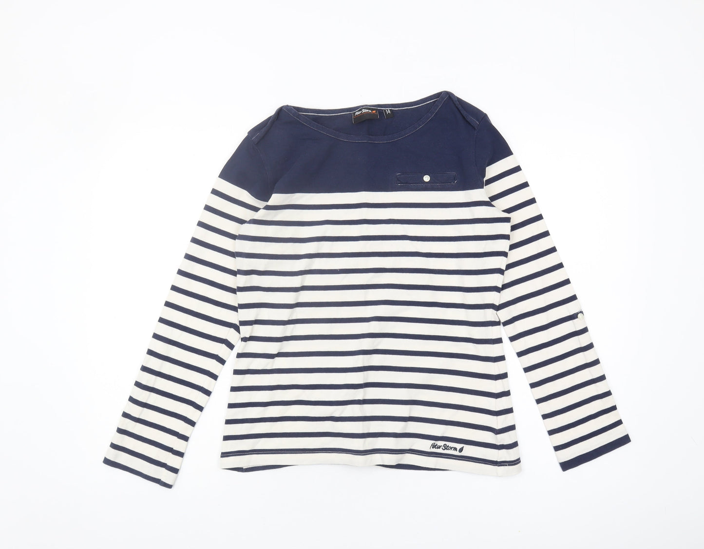 Peter Storm Women's Blue Striped T-Shirt - Size 14