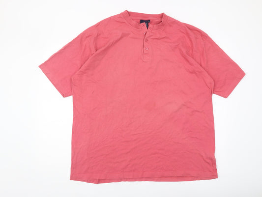 Cotton Traders Men's Red 2XL Henley T-Shirt