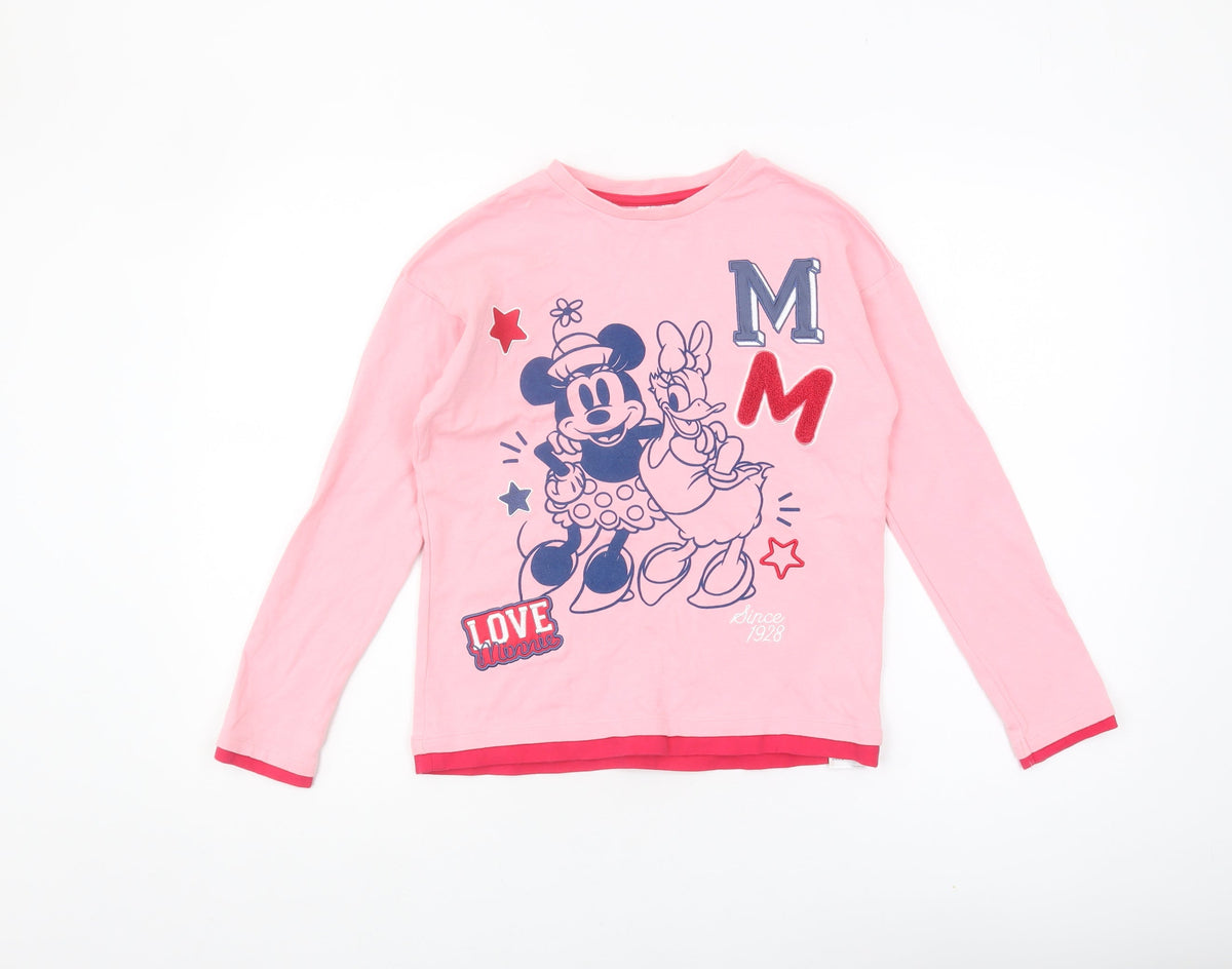 Disney Girls Pink Minnie Mouse T-Shirt 9-10 Years Long Sleeve