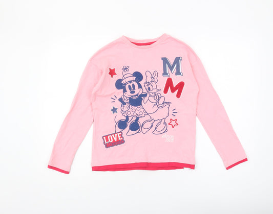 Disney Girls Pink Minnie Mouse T-Shirt 9-10 Years Long Sleeve