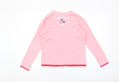 Back view of Disney girls’ pink minnie mouse t-shirt 9-10 years long sleeve