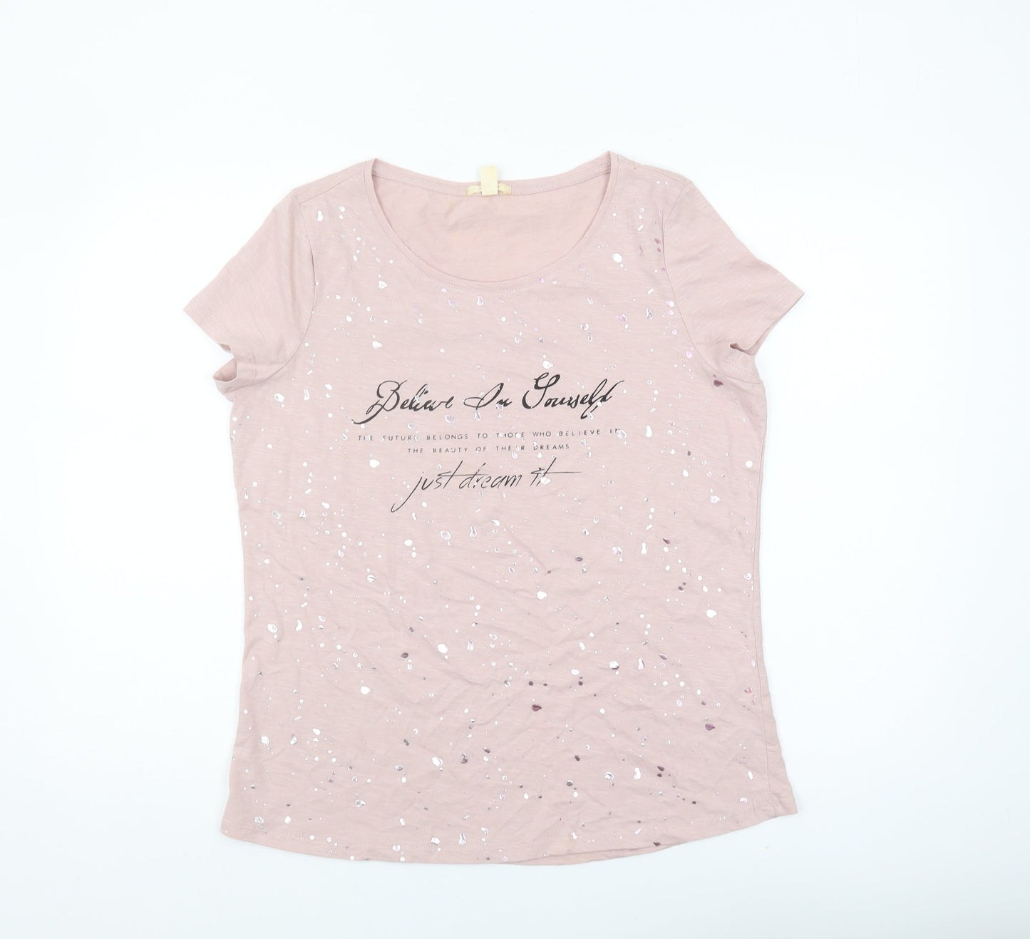 Esprit Women’s Pink T-Shirt, Size L, Sequin Accent