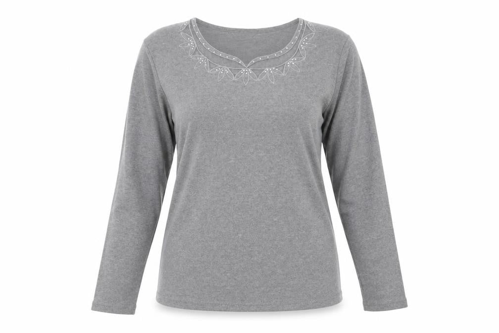 Anna Rose Women's Grey Long Sleeve Casual T-Shirt M