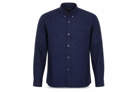 French Connection Men's Blue XL Polka Dot Button-Up Shirt