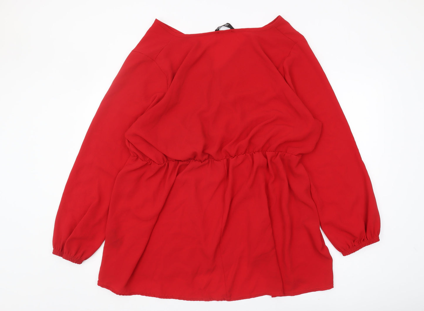 Yours Women's Red V-Neck Wrap Top Plus