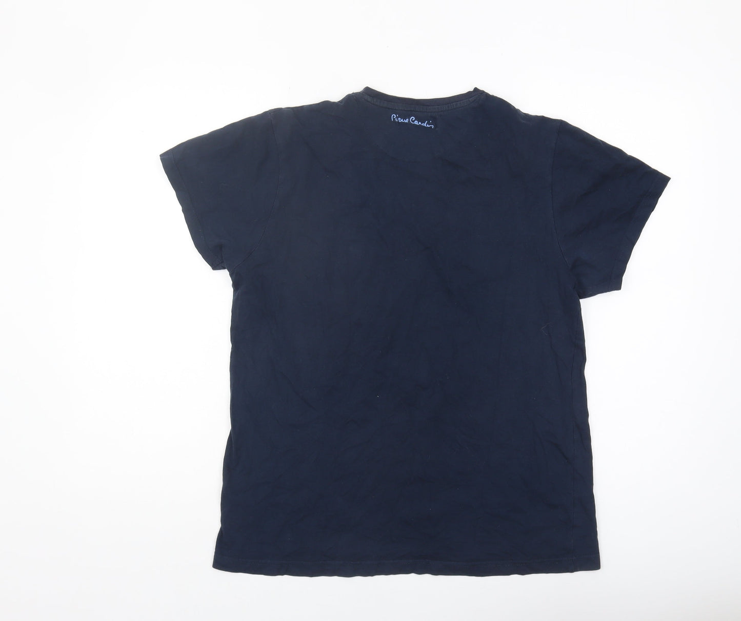 Pierre Cardin Men's Blue Graphic T-Shirt - Medium