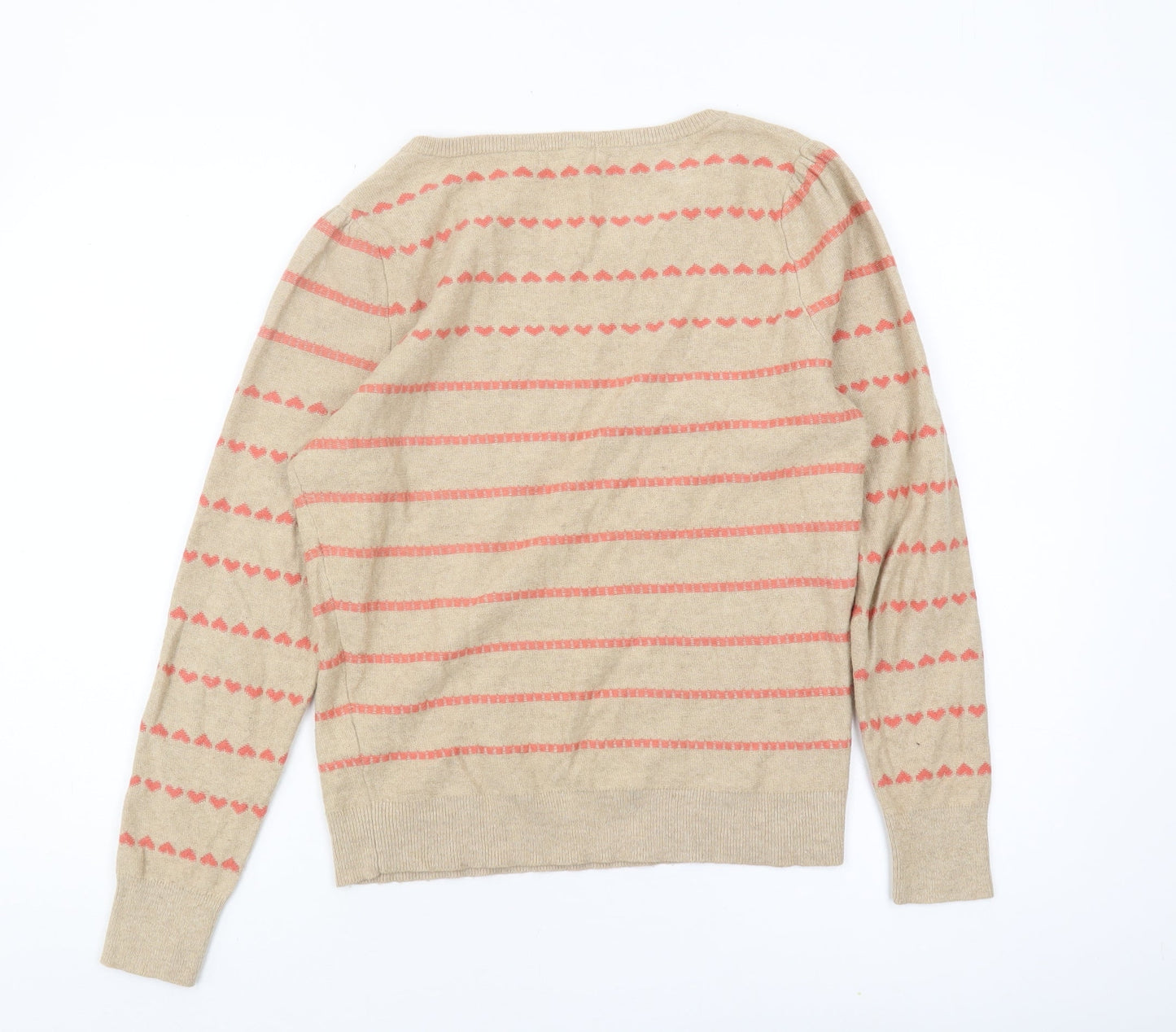 Monsoon Women Beige Striped Pullover Jumper M