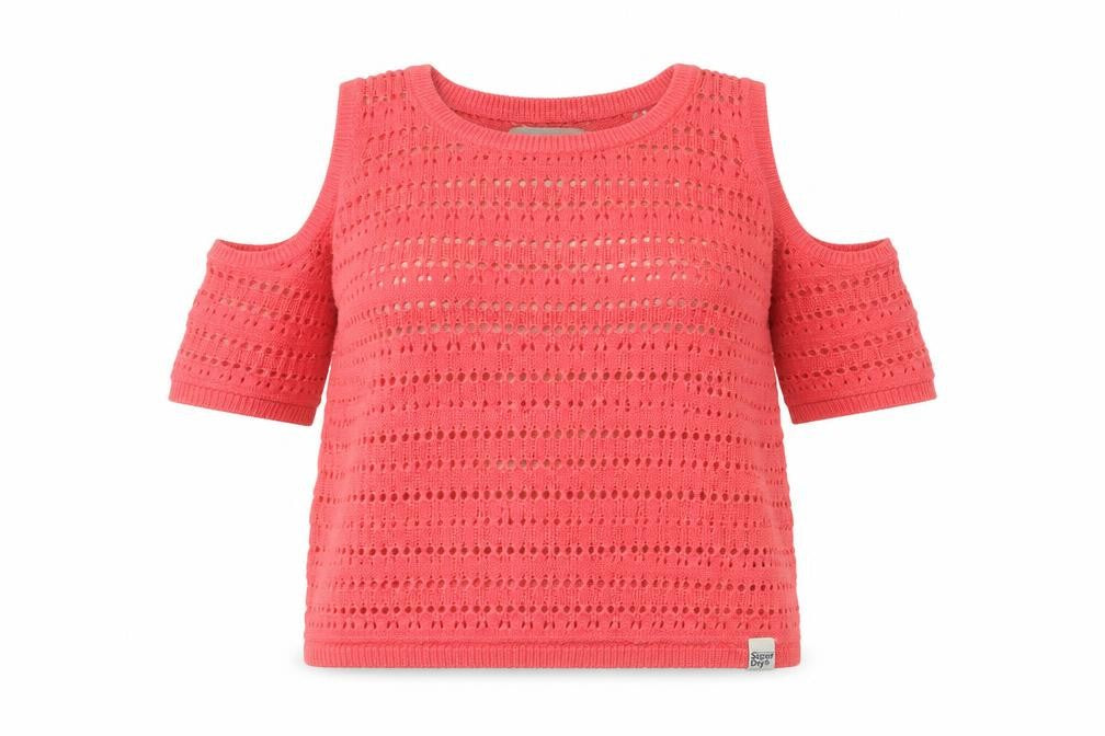 SuperDry Women's Red Open-Knit Pullover Jumper XS