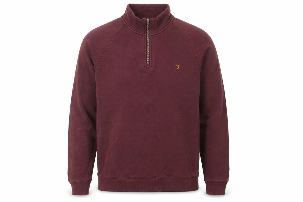 Farah Men's M Red 1/4 Zip Sweatshirt Logo Accent