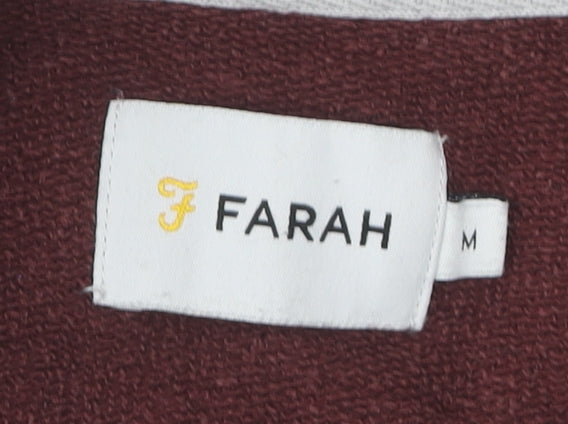 Farah Men's M Red 1/4 Zip Sweatshirt Logo Accent