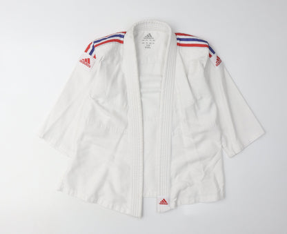 Additional front view of Adidas boys’ white martial arts jacket 9-10 years