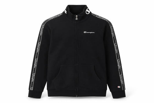 Front view of Champion boys’ black xl full zip sweatshirt