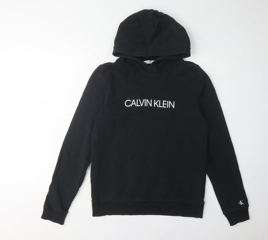 Calvin Klein Boys Black Hoodie Logo Pullover 16 Years