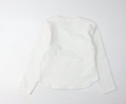 Gap Women's White V-Neck Pullover Sweatshirt L