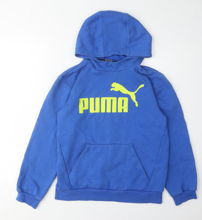 Additional front view of Puma boys’ blue hoodie pullover, size 14, graphic design