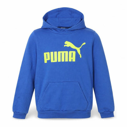 Front view of Puma boys’ blue hoodie pullover, size 14, graphic design