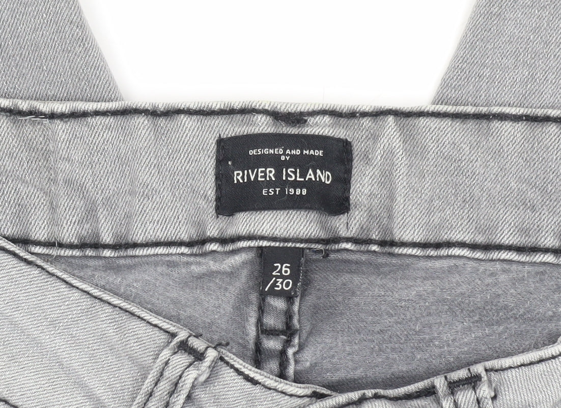 River Island Slim Fit Grey Distressed Skinny Jeans
