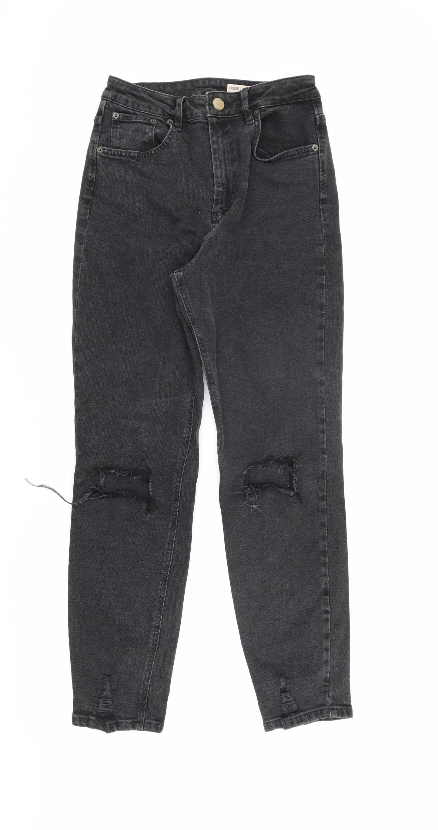 ASOS Men’s Black Distressed Straight Jeans, Size 28/32
