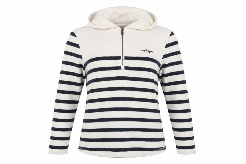 Craghoppers Women's Ivory Striped Fleece Hoodie, Size 10