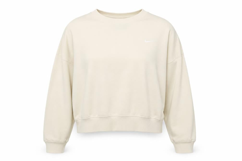 Nike Women's Ivory Pullover Sweatshirt, Size L, Logo Accent