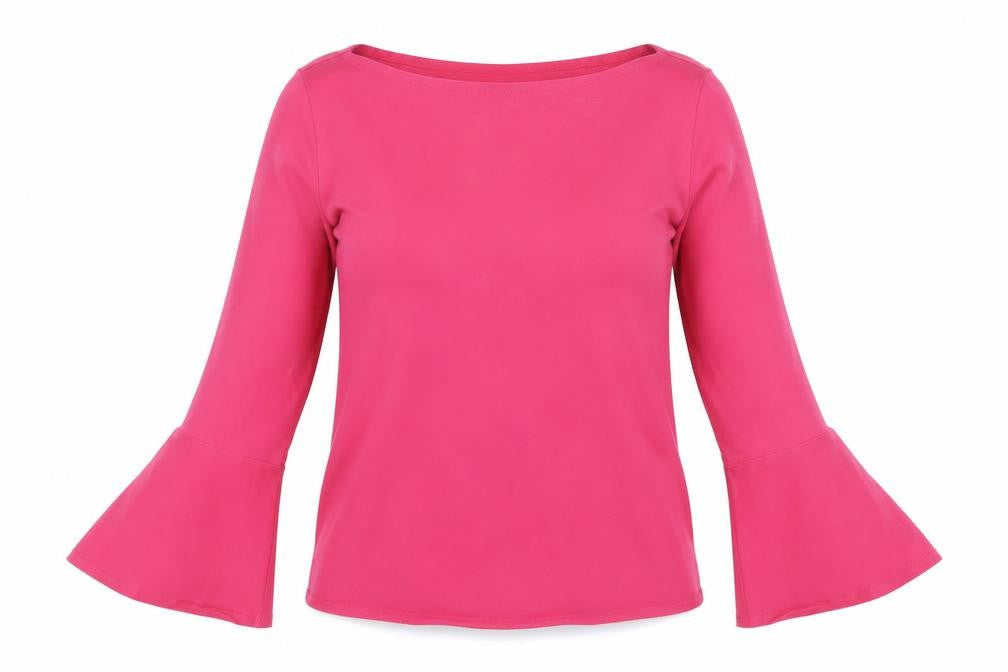 Hobbs Women's Pink Blouse Bell Sleeve XS
