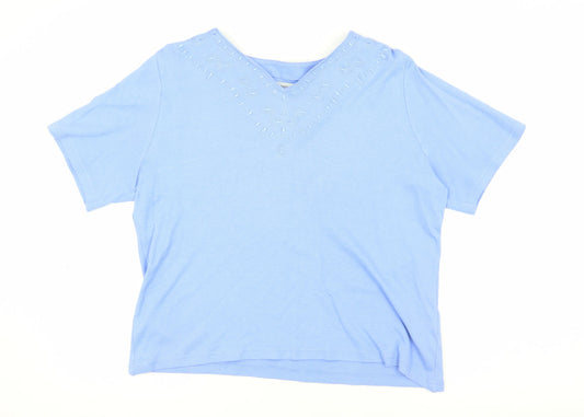 Honor Millburn Blue Women's Embroidered T-Shirt Size 10