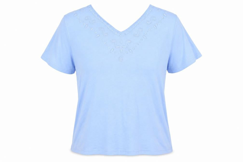 Honor Millburn Blue Women's Embroidered T-Shirt Size 10